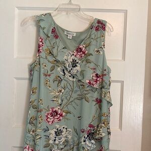 Coldwater Creek Floral Sleeveless Dress - Green and Pink
